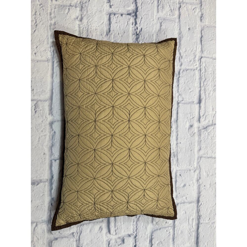 Restoration Hardware Geometric Silk lumbar Pillow Cover Gold and Brown w/ Insert